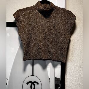 Gold lamè stretch cropped top